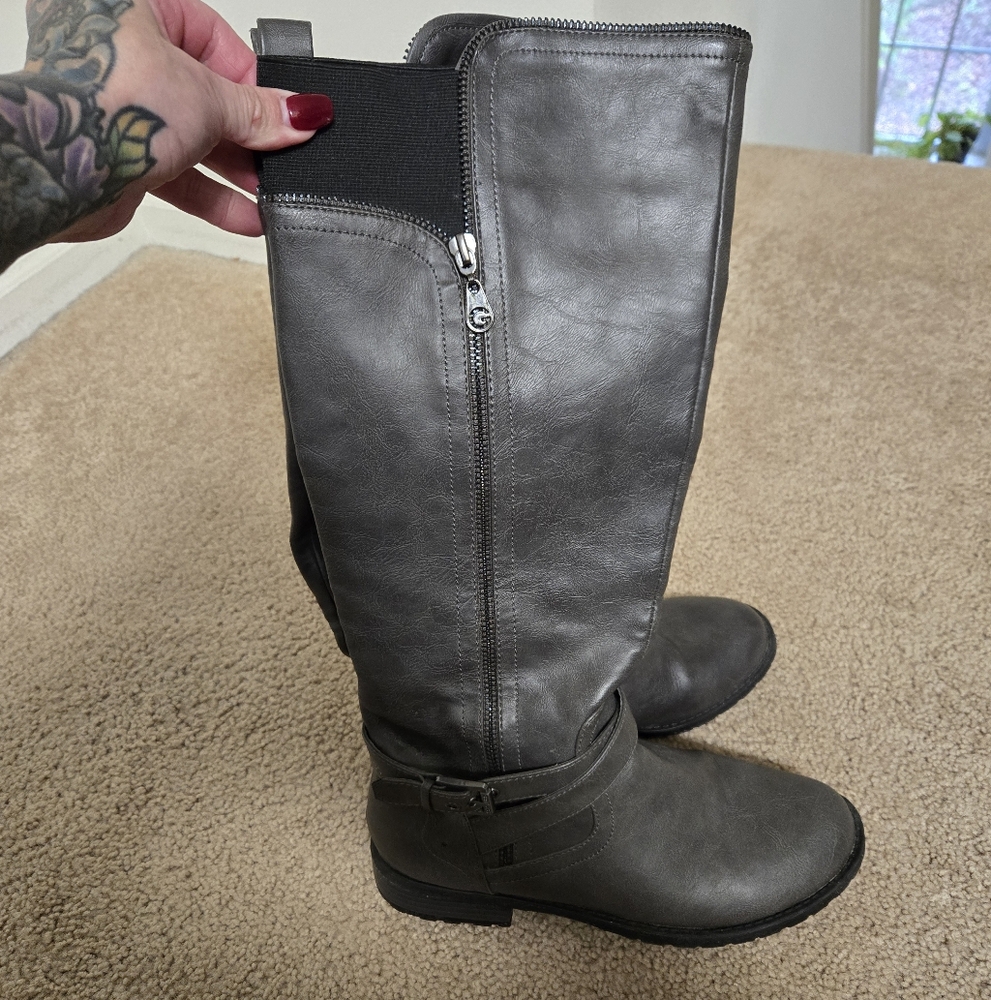 G by Guess Charcoal Knee High Boots